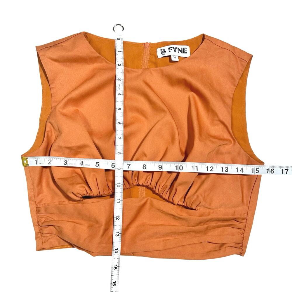 BFYNE | Women | Dara Cascade Ruffle Orange Sleeveless Cropped Top Pant Set | S-M - Picture 6 of 15
